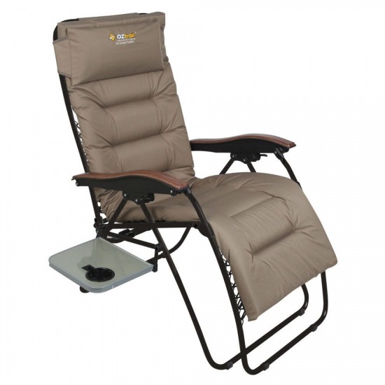 OZTRAIL SUN LOUNGE BRAMPTON FOLDING ARMCHAIR WITH TABLE