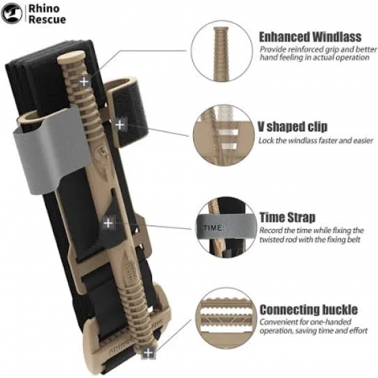 TOURNIQUET WITH PLASTIC CLAMPING ROD RHINO RESCUE TOURNIQUET GEN-2