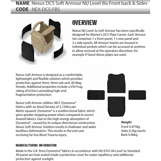 SOFT ARMOUR NEXUS (DCS) PLATE CARRIER