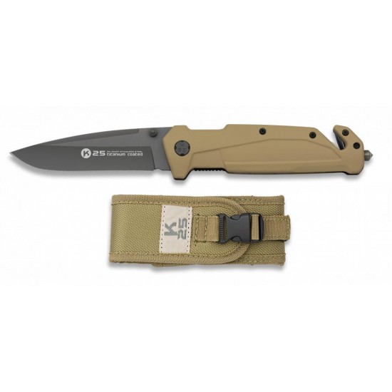 K25 RUBBER POCKET KNIFE TITANIUM COATED