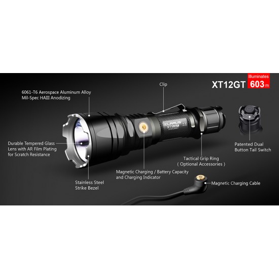 Lampe Tactique Rechargeable XT12GT LED 1600 Lumens Klarus - Men Fire