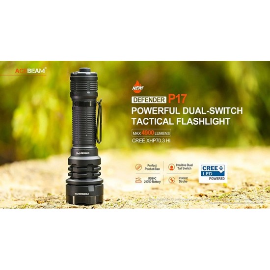 FLASHLIGHT ACEBEAM DEFENDER-P17 +BATTERY