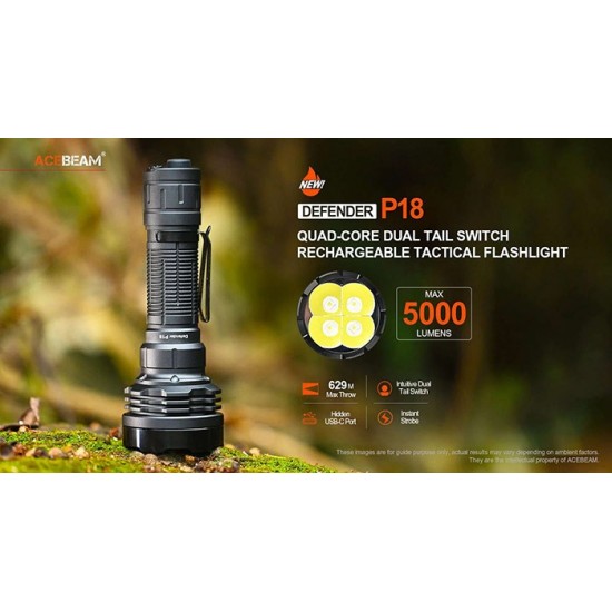 FLASHLIGHT ACEBEAM DEFENDER-P18 +BATTERY