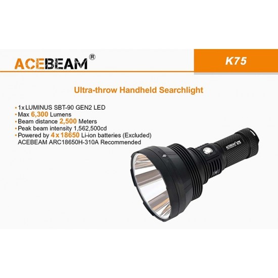 ΦΑΚΟΣ ΜΕΓΑΛΗΣ ΙΣΧΥΟΣ ACEBEAM K75 +BATTERY