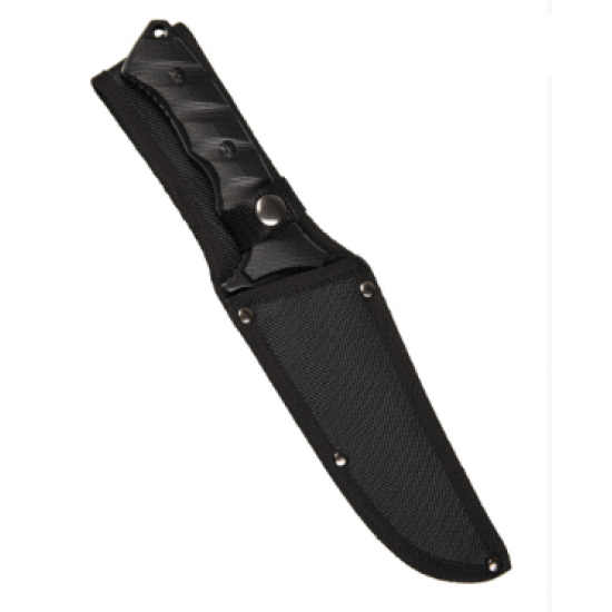 MILTEC BLACK G10 COMBAT KNIFE WITH NYLON SHEATH