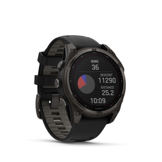 FENIX 8 51MM SOLAR SAPPHIRE TITANIUM CARBON GRAY WITH BLACK AND PEBBLE GRAY