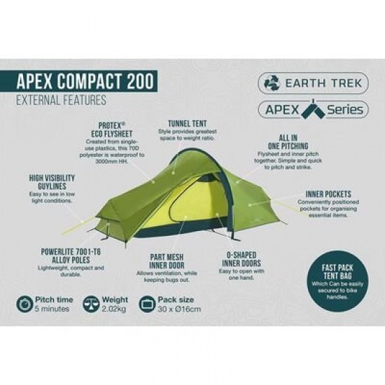 2 PERSON TENT VANGO APEX COMPACT 200 TENT